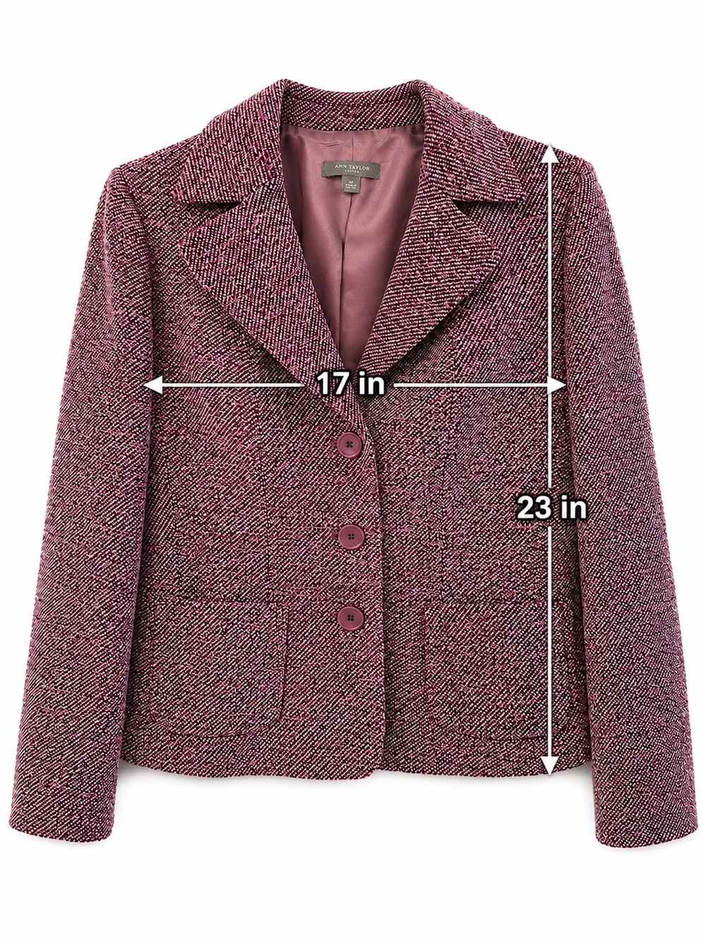 Vintage 90’s Ann Taylor Petites 6P Maeve Tweed Blazer Wool Silk Career Jacket - Picture 4 of 8